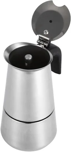Vista 3 de 3.4 fl oz Acero Inoxidable Mocha Café Pot Hervidor Estufa Top Espresso Make Pot, Astilla