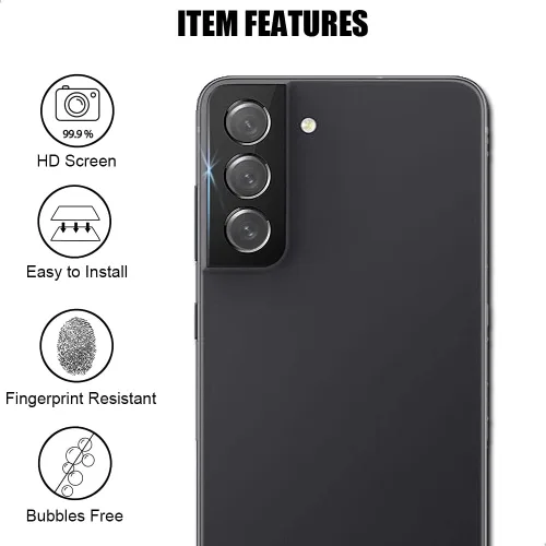 Vista 3 de Paquete de 3 protectores de lente de cámara de vidrio templado para Samsung Galaxy S21 FE 5G, no afecta el flash