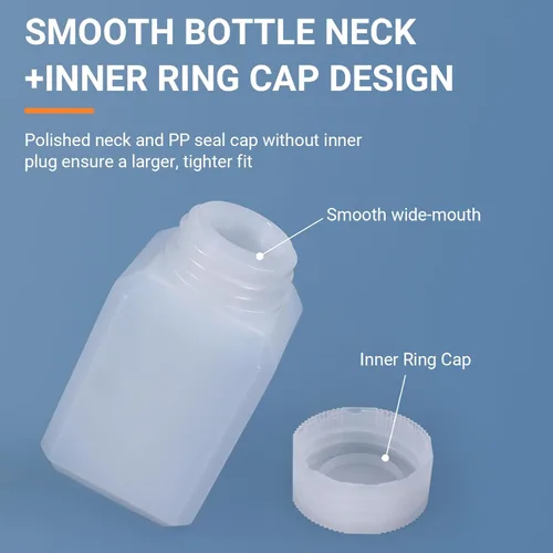 Vista 7 de Botellas de plástico recargables con tapas, botellas de viaje a prueba de fugas de HDPE, contenedores de viaje de grado alimenticio para líquidos