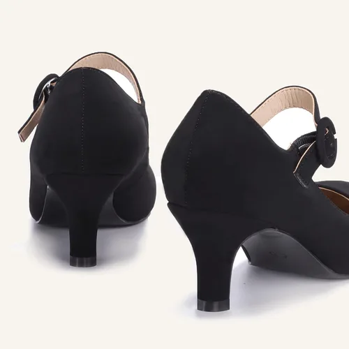 Vista 4 de IDIFU Jessy - Vestido Mary Jane para mujer, zapatos de tacón bajo para gatito, puntera redonda, cerrada, oficina, trabajo, boda