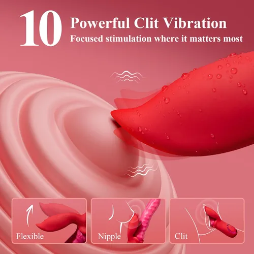 Vista 3 de Vibrador de juguetes sexuales para adultos, consolador – Vibrador de ondulación profunda y placer prolongado con acción de lengua lamiendo, con 10