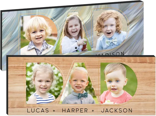 Vista 15 de Regalos para papá de hija, hijo – Dad Photo Sign personalizado con imágenes de niños – 11 x 5 pulgadas y 18 x 7 pulgadas – 10 colores de fondo
