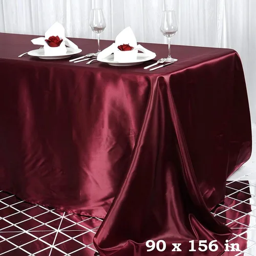 Vista 4 de BalsaCircle Mantel rectangular de satén fucsia de 90 x 156 pulgadas, para bodas, recepciones, eventos, cocina, comedor