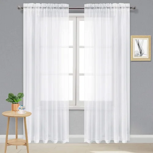 Vista 36 de DWCN Cortinas Transparentes Aqua de Voile Semitransparente con Bolsillo para Barra para Dormitorio y Sala de Estar, 36 x 36 pulgadas de Largo, Juego