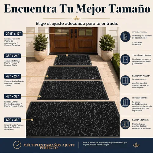 Vista 7 de Yimobra Tapete para puerta de entrada exterior, 29.5 x 17 pulgadas, impermeable, resistente, para puerta delantera, tapete antideslizante resistente