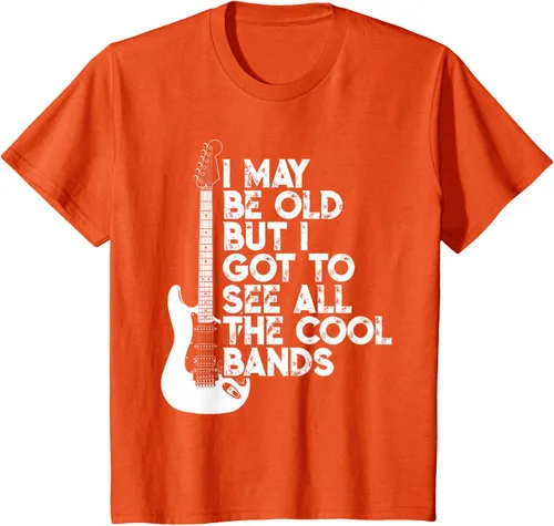 Vista 67 de Camiseta con texto en inglés "I May Be Old But I Got to See All The Cool Bands" Negro