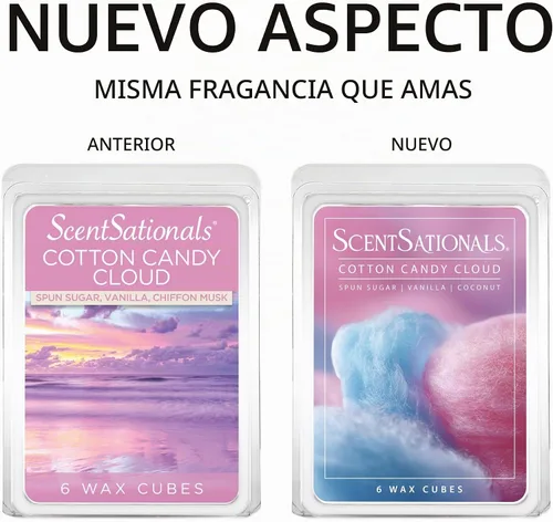 Vista 4 de Scentsationals Fragancia perfumada para derretir – Nube de algodón de azúcar, paquete de cubos de cera, tarta calentadora para el hogar, barra