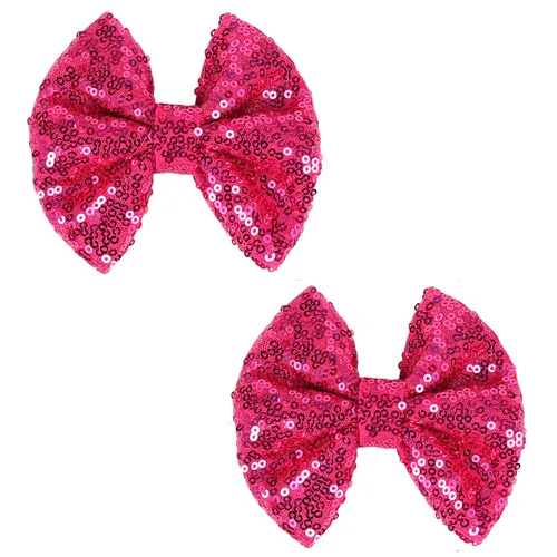 Vista 4 de Love Fairy - Horquilla con lazo con brillantina, una pinza para el cabello con lazo de lentejuelas brillantes, 5 pulgadas, perfecta para niñas, Negro