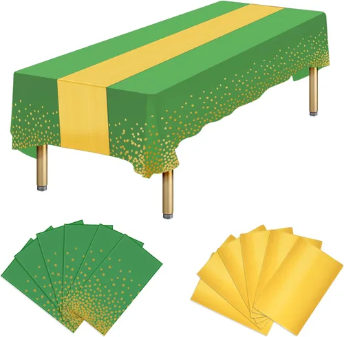 Vista 18 de Paquete de 12 manteles rectangulares de plástico negro desechables y satinados, mantel rectangular negro y dorado para cumpleaños, aniversario