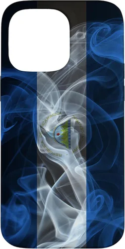 Vista 21 de iPhone 13 Pro Max Smoky Nicaragua Flag - Funda de orgullo nicaragüense estilo humo