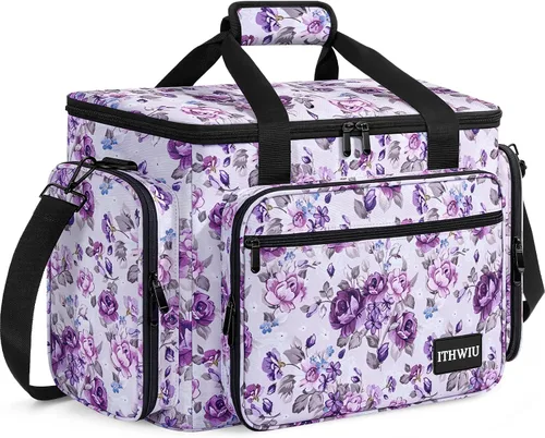 Vista 22 de Estuche de transporte para máquina de coser con múltiples bolsillos de almacenamiento para accesorios, bolsa universal de almacenamiento compatible