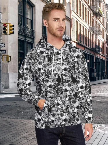 Vista 3 de uideazone Sudadera con capucha con estampado 3D para hombre y mujer, con bolsillo tipo canguro
