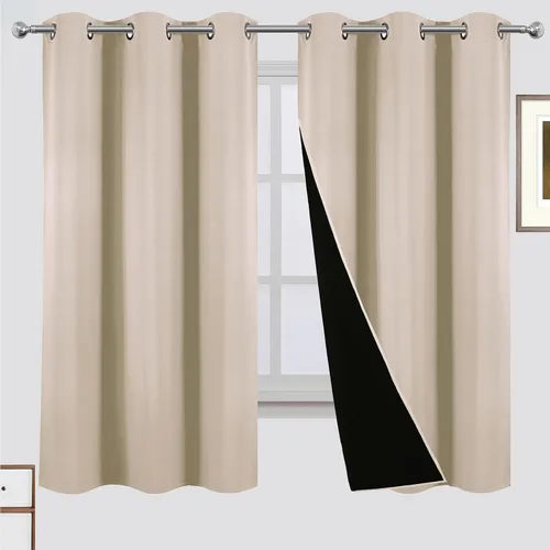Vista 58 de LEMOMO Cortinas 100% opacas de 38 x 54 pulgadas, 2 paneles de oscurecimiento con aislamiento térmico para dormitorio