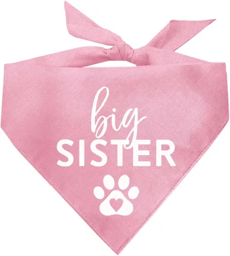 Vista 8 de Bandana para perro Big Sister con pata de corazón, triángulo ajustable 100% algodón, fabricado en Estados Unidos, para recién nacido, anuncio