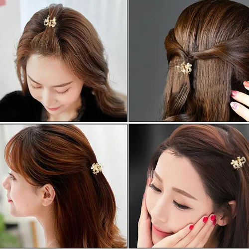 Vista 5 de Pinzas pequeñas para el cabello, pinzas de pelo con diamantes de imitación de ópalo, cristales de agarre para cabello grueso, fino, largo o corto