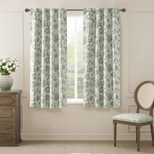 Vista 15 de jinchan Cortinas Opacas Florales para Dormitorio, 63 Pulgadas de Largo Cortinas Opacas con Estampado de Flores, Estilo Campo Francés con Pestañas