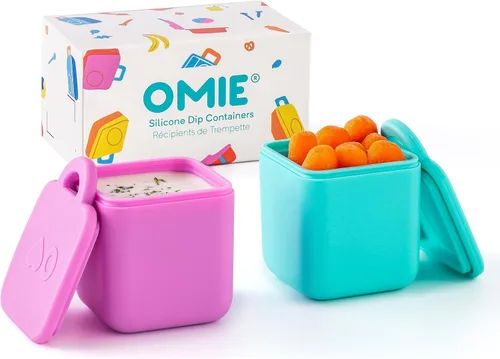 Vista 10 de Omie Caja (paquete de 2) recipientes para salsas a prueba de fugas, recipiente para aderezo de ensalada, recipiente de condimentos con tapas