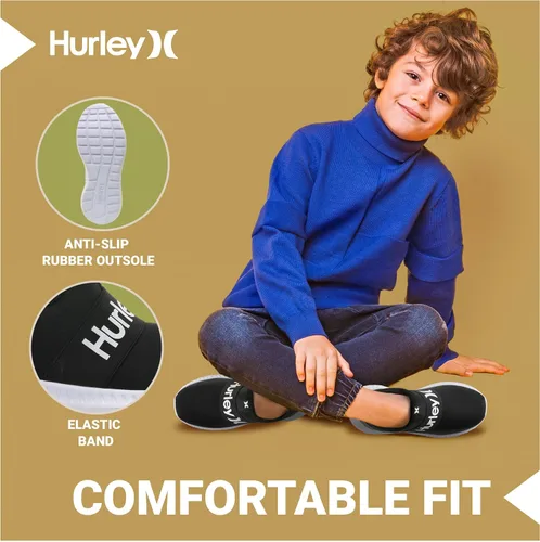 Vista 2 de Hurley Camby Kids - Tenis de lona sin cordones para niños, zapatos de skate de corte bajo para niños, correr, caminar, zapatos deportivos