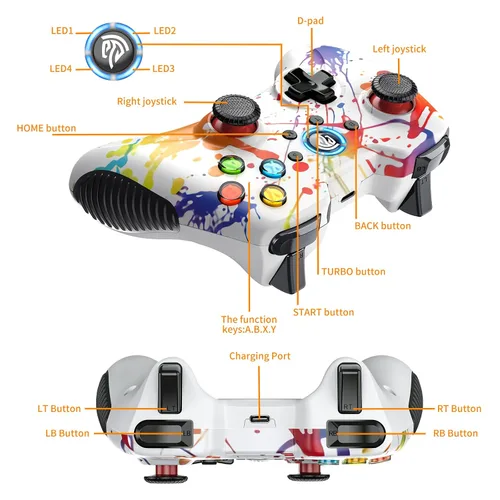 Vista 6 de EasySMX - Controlador inalámbrico para juegos para Windows 7, 8, 10, 11 PCPS3AndroidSwitchSteam Deck, controlador de juegos de computadora de doble
