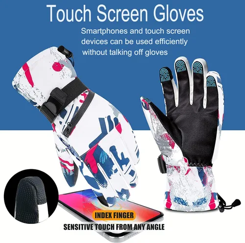 Vista 2 de EDIACE Guantes de esquí - Guantes de snowboard impermeables con pantalla táctil de 30 F para hombres, mujeres, niñas, niños, jóvenes, guantes