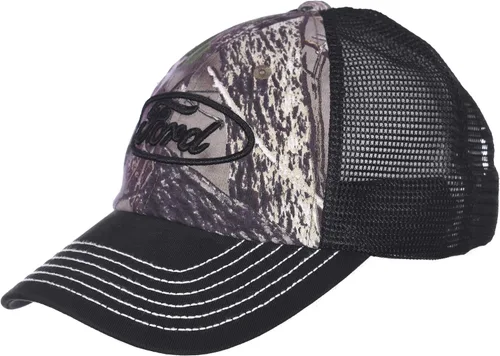 Vista 3 de Gorra con logo de Ford de la bandera de cuadros para hombre con malla de camuflaje ajustable