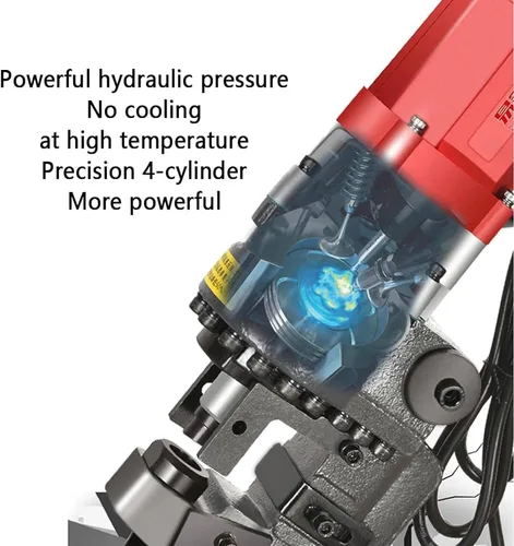 Vista 4 de Perforadora hidráulica eléctrica de 1800 W, perforadora de agujero de metal, con interruptor de pie de enchufe rápido con 5 troqueles de punzonado