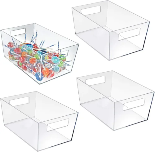 Vista 9 de Azar Displays 556237 - Organizador grande de plástico transparente con asa, almacenamiento de despensa, organizador de cocina y refrigerador