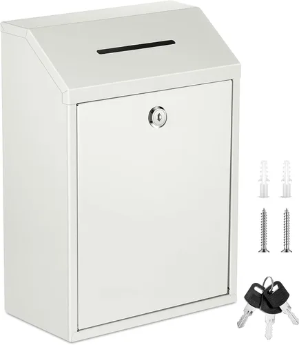 Vista 29 de Yaocom Caja de Recolectión de Donaciones de Efectivo de Metal Caja de Sugerencias Segura con Cerradura Montada en la Pared Buzón de Entrega
