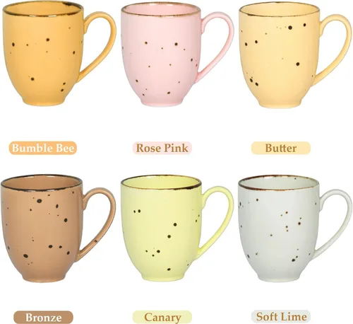 Vista 3 de Esfour Ceramics Juego de Tazas de Café de 6, 14 Oz Tazas de Mango Grande de Servicio Pesado - Seguras para Microondas y Lavavajillas - Café
