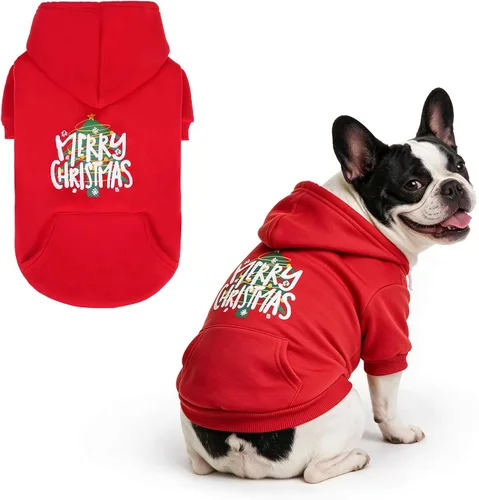 Vista 28 de KOOLTAIL Sudadera básica con capucha para perro, suave y cálida, con agujero para correa y con bolsillo, abrigo de invierno para perros, ropa
