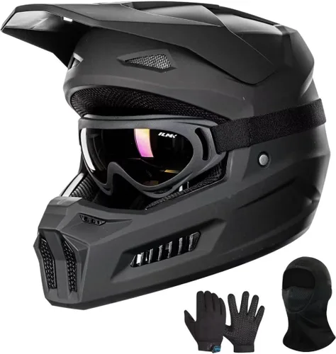 Vista 9 de ILM Cascos de Motocross Juveniles para Niños Casco ATV Motocross BMX Fuera de Carretera Motocicleta con Gafas, Guantes y Máscara DOT Modelo MT601Y