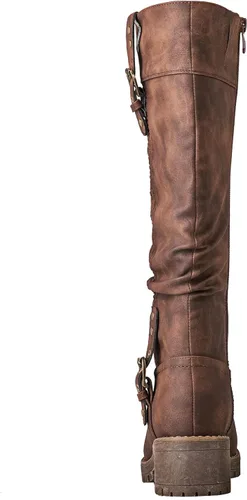 Vista 5 de GLOBALWIN Botas de tacón bajo grueso para mujer, botas altas hasta la rodilla para mujer