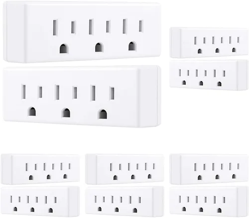 Vista 6 de Philips Extensor de 3 tomas, paquete de 2, grifo de pared con conexión a tierra, adaptador de 3 clavijas, enchufe múltiple, divisor de potencia