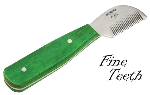 Vista 5 de Bee - Juego de 5 cuchillos de aseo para perros con mango de madera, juego de 5 cuchillos antideslizantes de acero inoxidable para aseo de perros