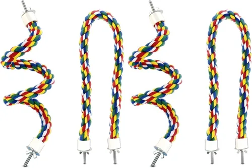 Vista 8 de Percha de cuerda colorida de 23,6 pulgadas para pájaro Bungee escalada Swing Loro