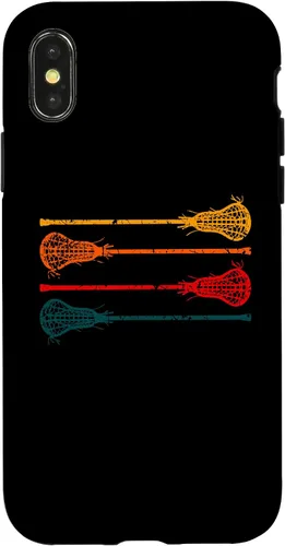Vista 4 de iPhone 15 Lacrosse Lacrosse Sticks hombres mujeres niñas niños retro caso
