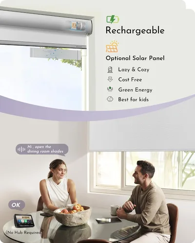 Vista 3 de Graywind Persiana Enrollable Motorizada 100% Opaca Compatible con Alexa Google Control Remoto Inteligente Persianas Recargables con Batería Motor