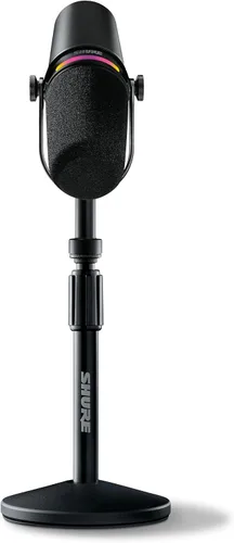 Vista 9 de Shure MV7+ - Micrófono dinámico para podcast con soporte, certificado OBS, audio mejorado, panel LED, salidas USB-C y XLR, modo de nivel automático
