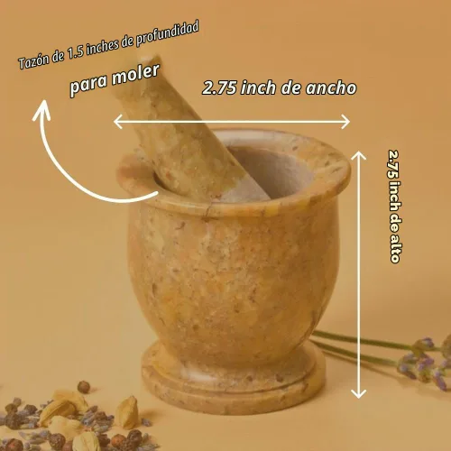 Vista 7 de Juego de mortero y mortero de piedra para moler hierbas y especias, pequeño y pequeño, juego de 2