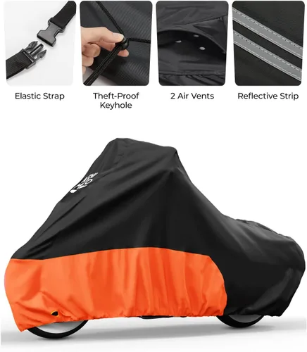 Vista 4 de KEMIMOTO Funda para motocicleta 420D resistente al agua, compatible con los modelos Softail Dyna, Standard Heritage Classic 114 Shadow Cruiser