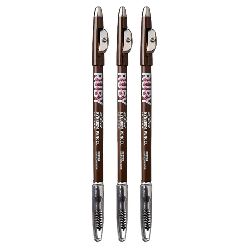 Vista 9 de Ruby Kisses GoBrow - Lápiz de cejas, afilable, de larga duración, lápiz de madera para cejas de aspecto natural, paquete de 3 unidades (negro marrón)