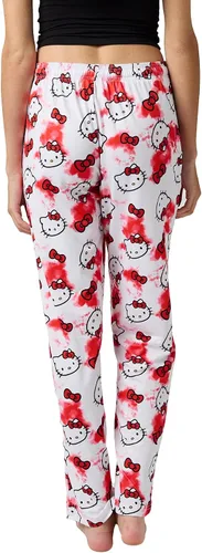 Vista 4 de Hello Kitty Anime Cartoon All Over Print Pantalones de pijama blancos para mujer