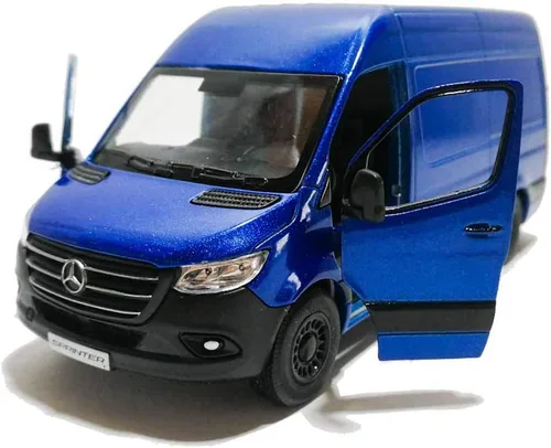 Vista 8 de KiNSMART - Mercedes-Benz Sprinter Cargo Van 1:48 O Escala 5" Modelo de Metal Fundido a Presión Furgoneta de juguete, acción de tracción (4 juegos)