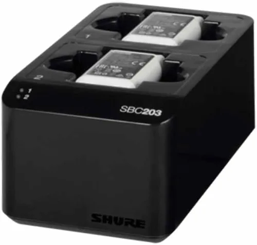 Vista 2 de Estación de carga doble Shure SBC203-US para transmisores SLXD y batería SB903