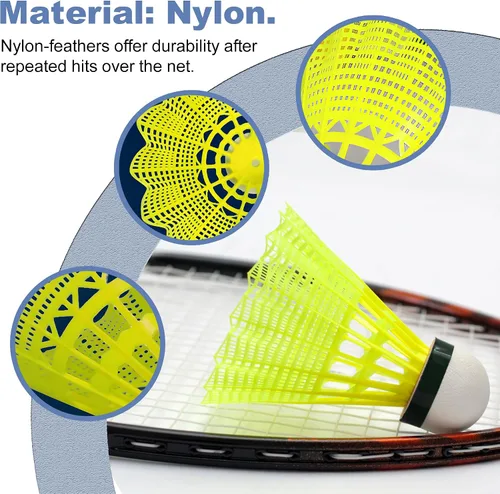 Vista 2 de Senston Volantes de bádminton de nailon para bádminton Birdies Durabilidad Estabilidad Volante para actividades deportivas interiores y exteriores