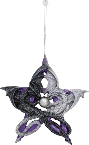 Vista 11 de Ebros Gift Anne Stokes - Figura decorativa de árbol de fantasía de dragones, dragones de fuego y hielo, adornos de Halloween o Navidad, escultura