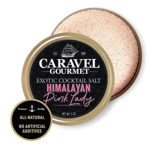 Vista 3 de Sal de cóctel exótica rosa del Himalaya, sal sin gluten para cócteles, sal de Margarita rosa sin OMG con cero calorías, 5 onzas – Caravel Gourmet