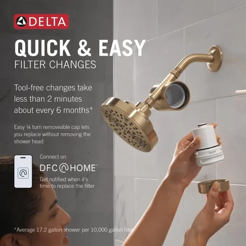 Vista 3 de Accesorio de Filtro de Ducha Estándar Delta Faucet Clarifi con Filtro, Filtro de Agua de Ducha, Filtro de Cabezal de Ducha, Bronce Champán 7SF100-CZ