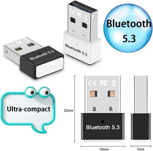 Vista 7 de Adaptador USB Bluetooth 5.3 para PC compatible con Windows 11/10/8.1/7, Plug &Play para Win11/10, Mini 5.3+EDR Bluetooth Dongle receptor