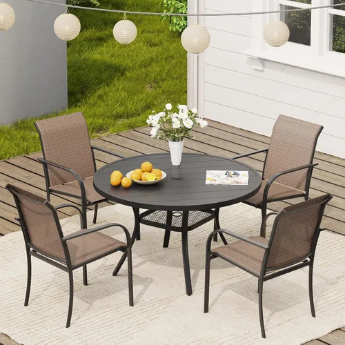 Vista 63 de VICLLAX Juego de 2 sillas de patio pequeñas para exteriores, juego de sillas apilables para patio y mesa de comedor cuadrada para porche delantero